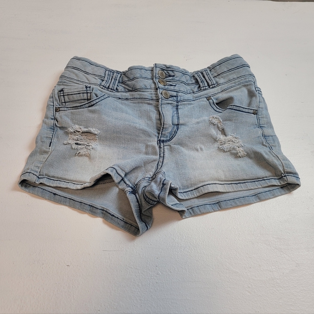 Blue Spice Light Blue Distressed Jean Shorts